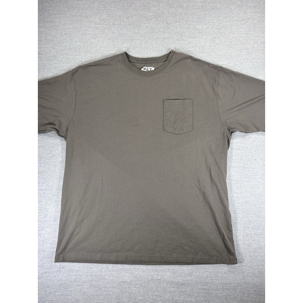 KEY Apparel Mens 2XL Pocket T Shirt Charcoal Gray Cotton Blend Workwear Tee